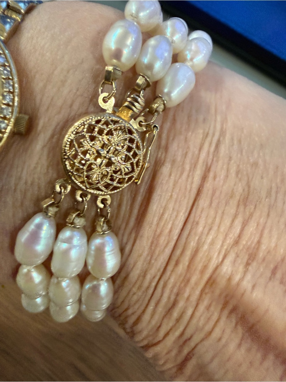 14k Gold Fresh Water Pearl Multi-Strand Bracelet Vintage - Picture 3 of 9